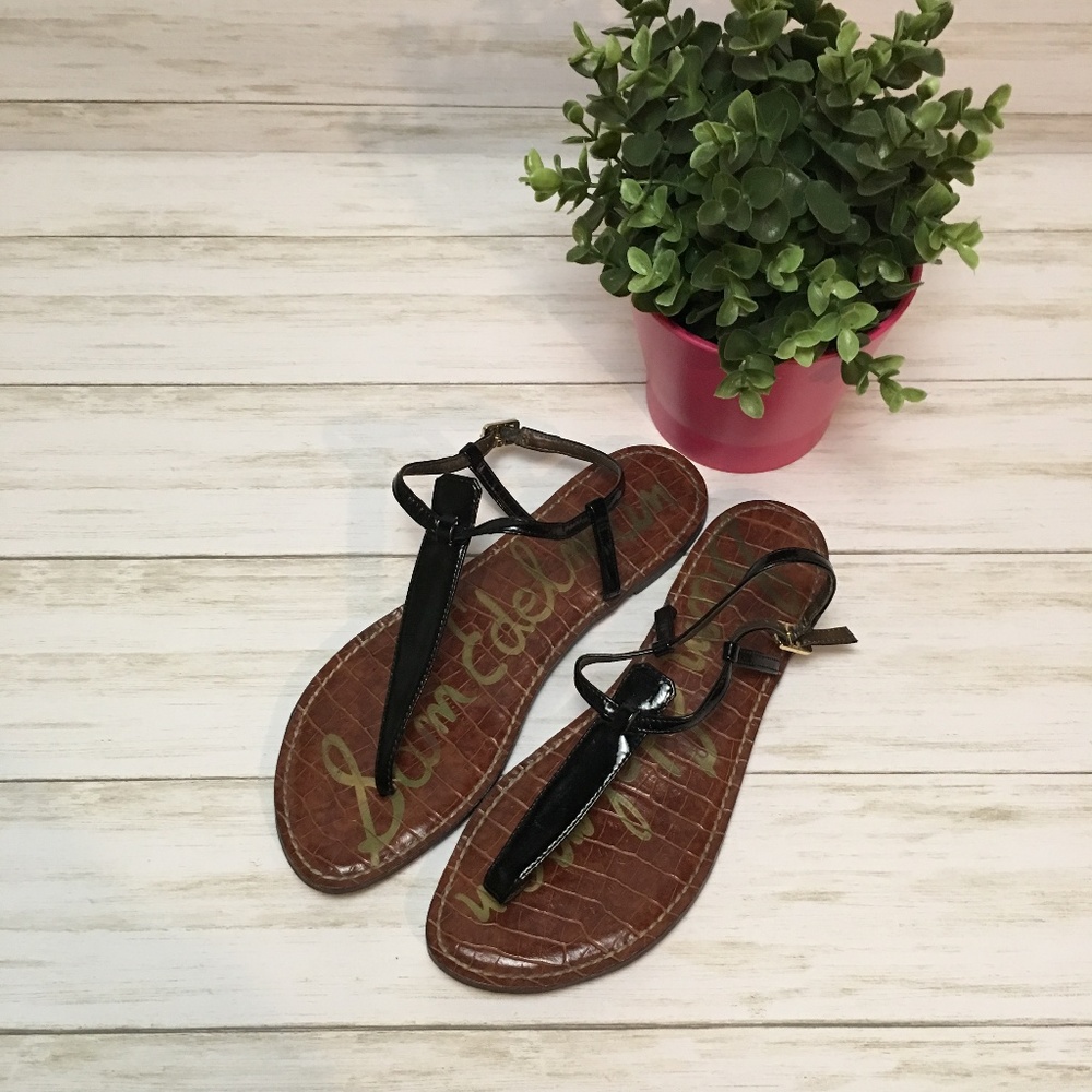 Sam Edelman Black Patent Leather Gigi Sandals